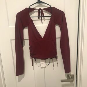Forever 21 Deep Red Long Sleeve Crop top